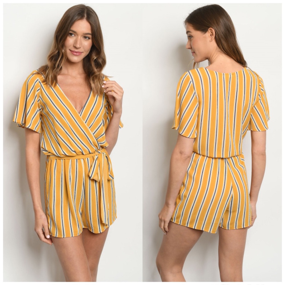 3-PACK Yellow Stripes Romper